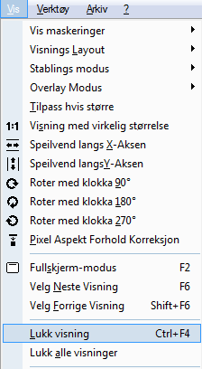 6.2.7 LUKKE ELEMENTER For å tømme hoved-vinduet mens man fortsatt har undersøkelsen åpen, klikk på Vis menyen og så Lukk visning (hurtigtast Ctrl+F4).