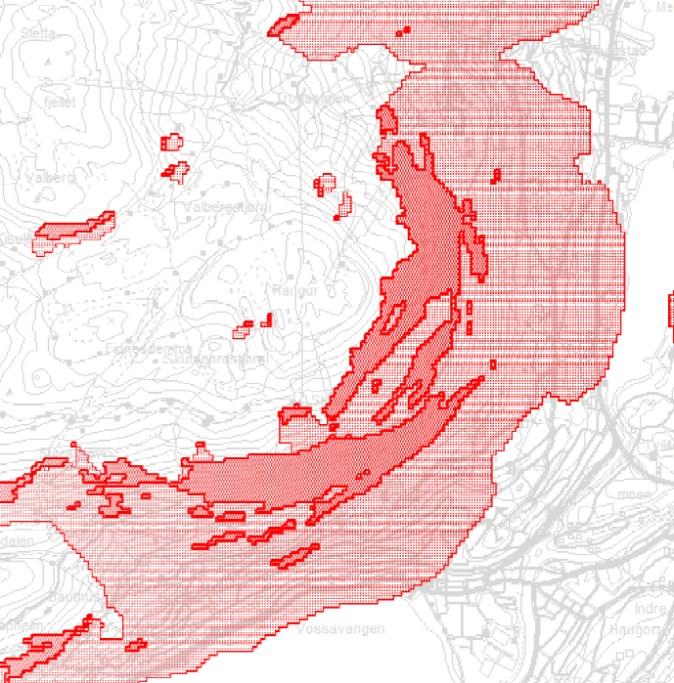 Planskildring Reguleringsplan med KU for gondol Voss 30 4.