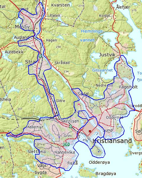 Kristiansand 35,6 Km2 nykonstruksjon av FKB-A/B Ajourføring av høydekurver Cowi