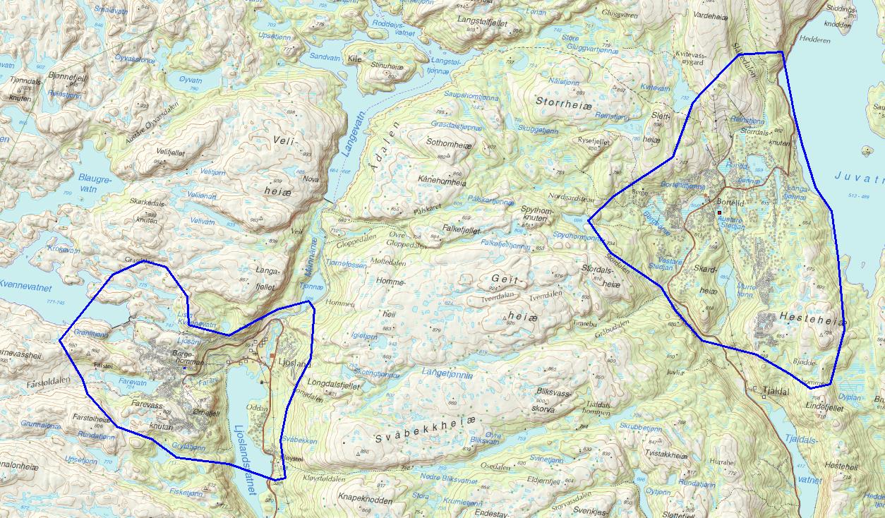 Åseral Ljosland og Bortelid 21,4 km2 FKB-B Ajourføring av