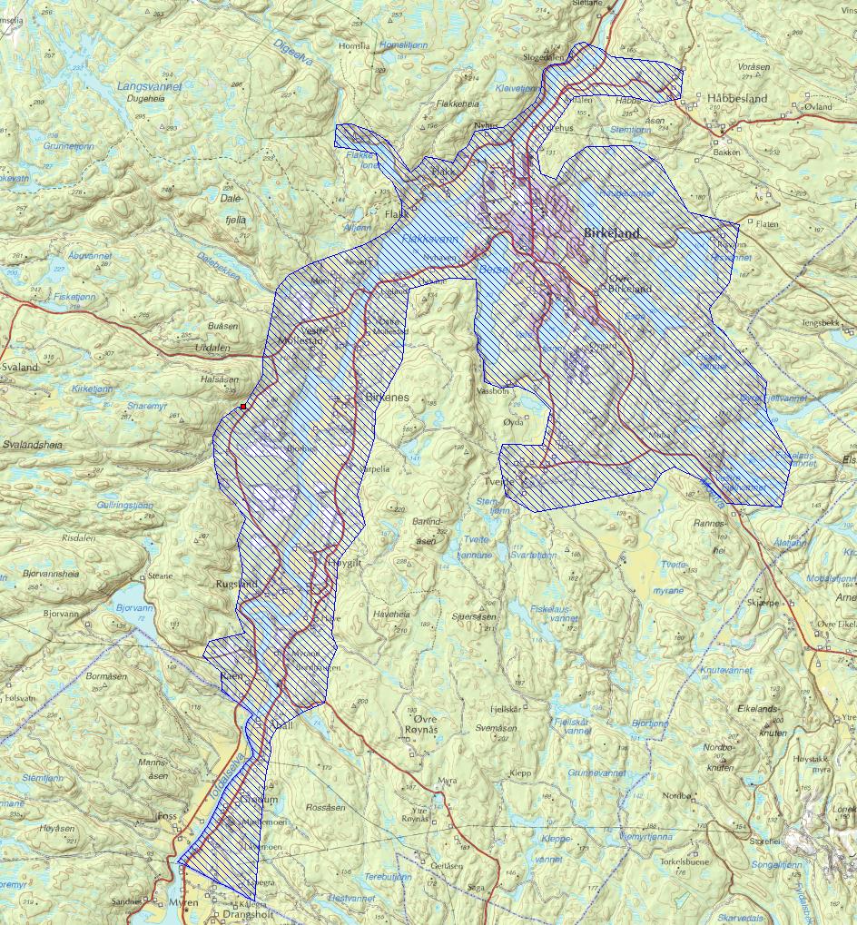 Birkenes FKB-B FKB-B og ortofoto10 Nykonstruksjon 27,5 km2 Fotografert mai 2014 Bestilt konstruksjon innenfor full bildedekning Ajourføring av høydekurver Kontroll