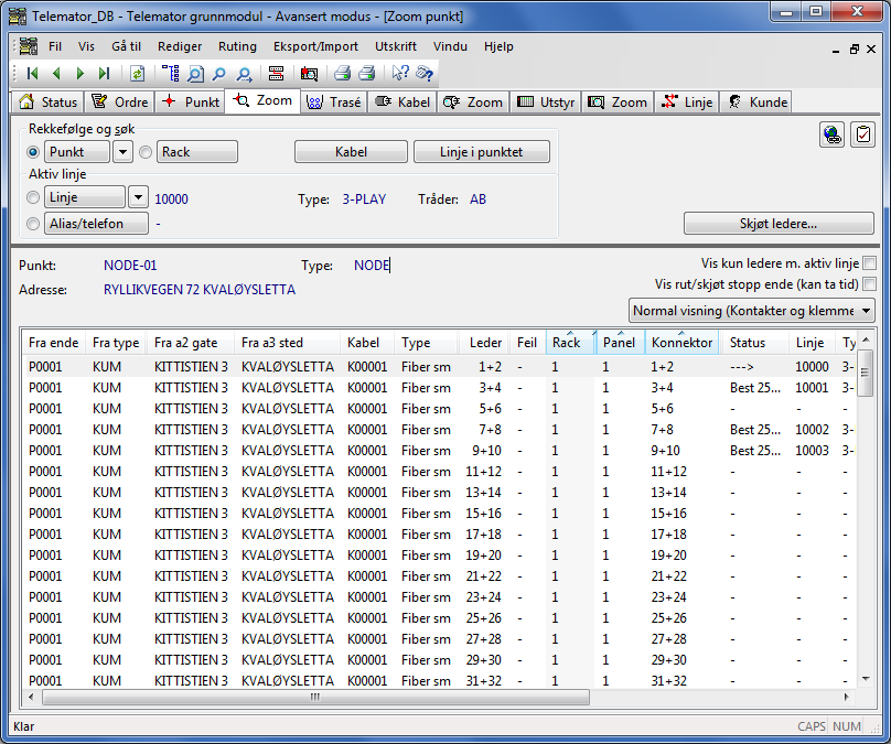 Punkt Zoom fintermineringer Punkt Zoom fintermineringer. Detaljer om terminering I dette kartoteket kan du se alle fintermineringer (terminering på lederbasis) for kablene i hvert punkt. Dvs.