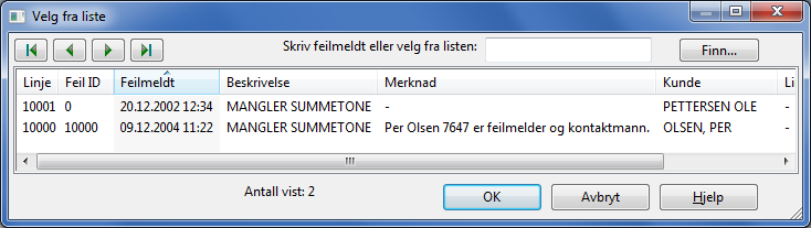 Når du har valgt den linjen du vil koble først vil du komme til denne i Linjekartotek. Her skriver du ut Linjekort for denne linjen. Dette blir nå arbeidsordren for den som skal ut og koble.