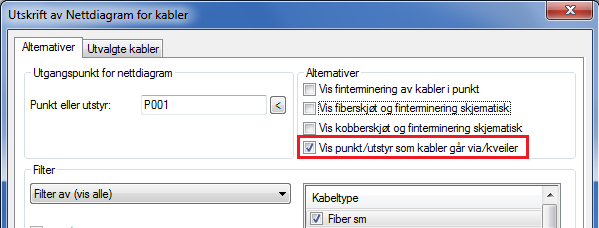 13. Når alt er kontrollert og rettet opp i Telemator er nettet klart til å tas i bruk ved å opprette utstyr og linjer og rute linjer fra en port på et utstyr og på fibrene i kablene de går gjennom.