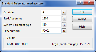 Se mer under de forskjellige merkesystemene: Merkesystem Standard Telemator på side 390. Merkesystem OE Kombinett på side 391. Merkesystem Systimax på side 394. Merkesystem Koordinat på side 395.