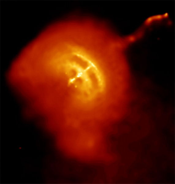 Pulsarer og Kvasarer Fig 34 Pulsaren i Krabbetåken Fig 35 Pulsaren Vela En Pulsar er en rask roterende neutron stjerne som sender ut stråling langs stjernens magnetiske akser.