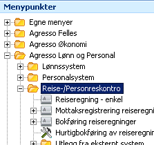 1.1 Meny for reise- og personreskontro Reise- og