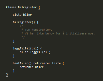 LISTER MED PSUEDOKODE Et atributt kan også være en liste eller mengde av objekter La oss anta at det finnes