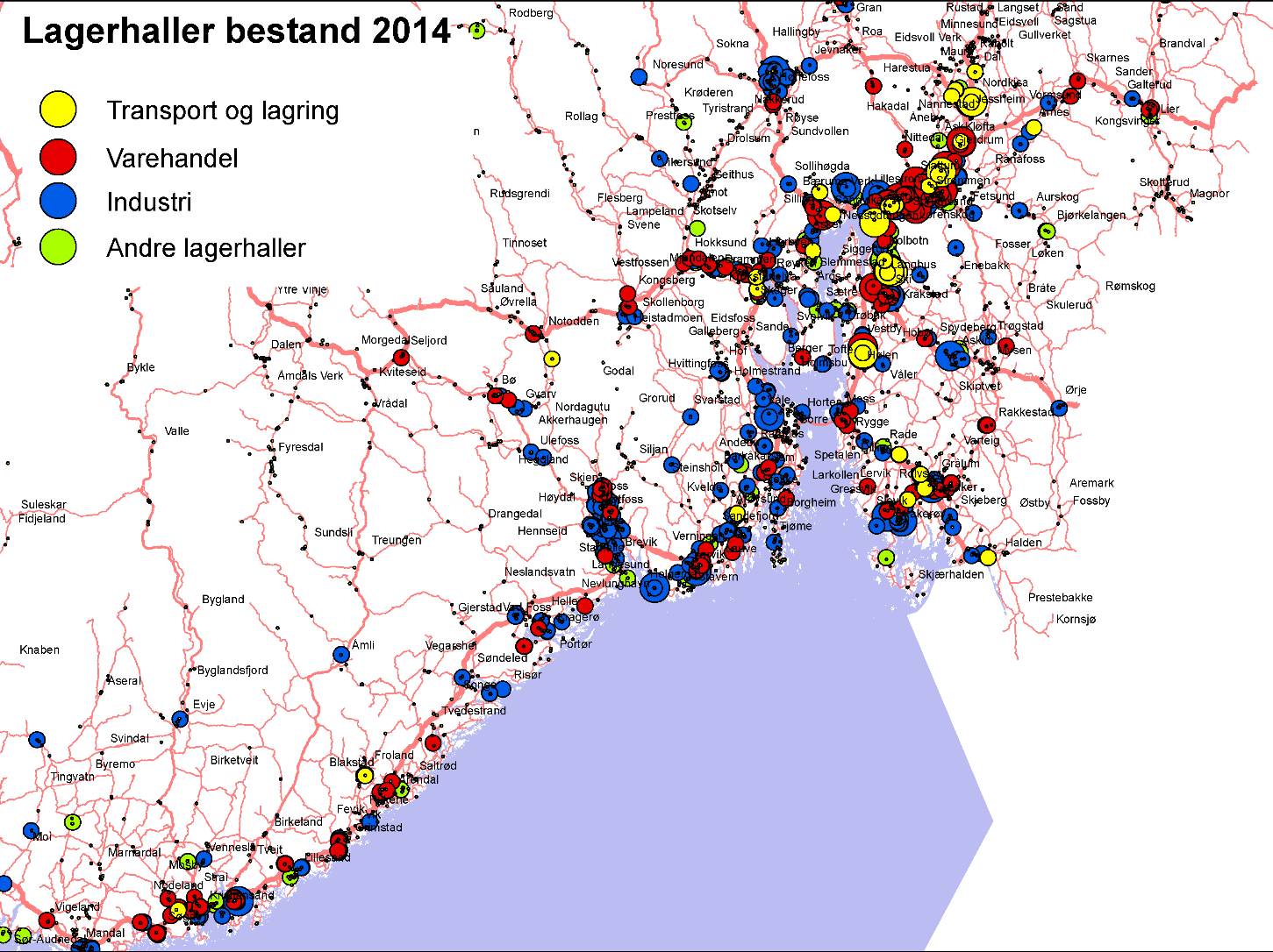 Osloregionen totalt i 2014. Kilde: GAB.