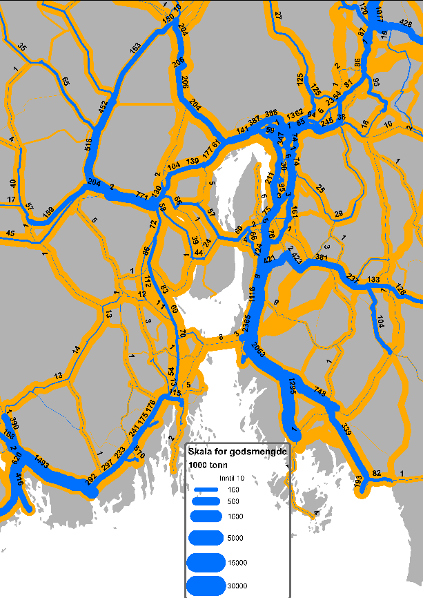 tidligere alternativ med tilsvarende tiltak. Den kraftige nedgangen i brunt for Oslo er for følsomhetsalternativet med kraftig nedgang i bilkostnader. Figur 4.