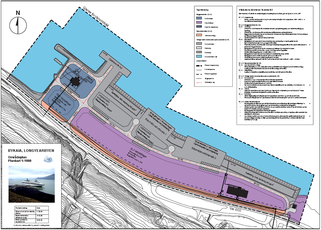 Planbeskrivelse for delplan havn/bykaia (datert 10.10.2012) skisserer mulig utvidelse av området og det vises til kommende «Delplan for utvidelse av Longyearbyen Havn».