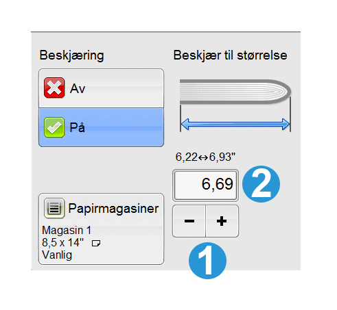 SquareFold-beskjæringsmodul Alternativer for Beskjæringsenhet Tenk alltid over følgende når du bruker alternativene for beskjæring: Hefter som mates ut av SquareFold-beskjæringsmodulen, kan inneholde