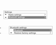 Innledning 73 [Bluetooth-innstillinger] Bluetooth: Åpne Bluetoothinnstillinger. Aktivering: Velg På eller Av. Enhetsliste: Velge ønsket enhet, og velge / koble til / koble fra eller slette.