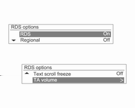 82 Radio Konfigurere RDS Trykk på CONFIG-knappen for å vise Innstillingsmenyen. Drei funksjonsvelgeren MENU- TUNE for å gå til Radioinnstillinger, og trykk på MENU-TUNE-knappen.