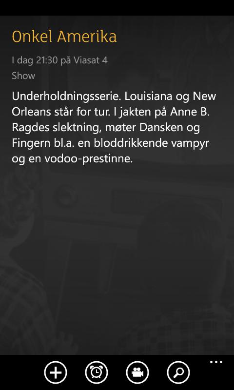 Ellers ble siden veldig lik, og nokstå typisk blant tvguide-applikasjoner.