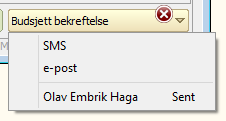 Valg mellom SMS eller epost for bekreftelse av nye budsjettposter: Oppdragsgivers navn står nederst med status på forrige bekreftelse hvis man ønske å se hva som ble bekreftet forrige gang.