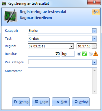 7.3 Tester Testmodulen i Extensor 05 er egnet til å registrere kvantitative testresultater. Testene defineres av virksomheten selv.