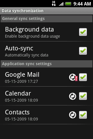 Google Apps 169 8.8 Synkronisere Google Apps Google Apps på telefonen, som f.eks.