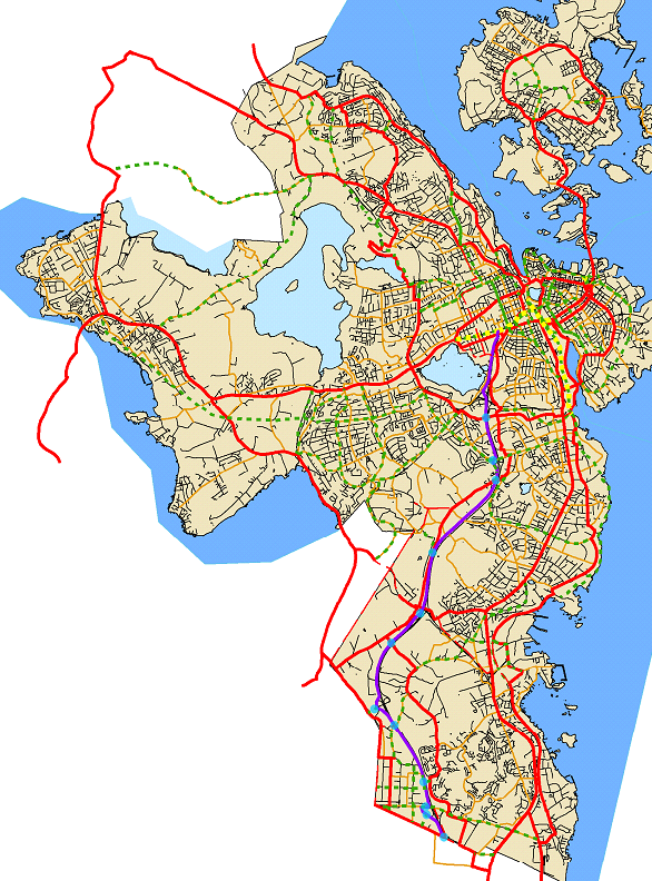 Figur 13. Utkast til nytt hovednett for sykkel.