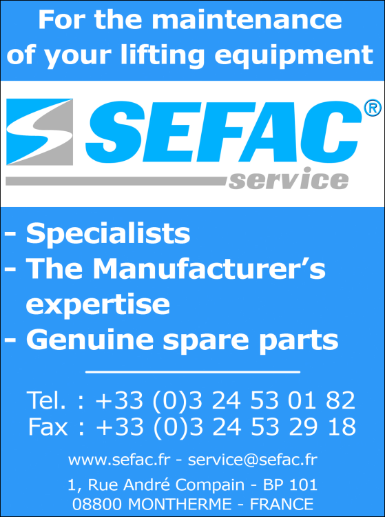 06 BRUKSANVISNING Velg produsentens garanti for inspeksjon av ditt SEFAC-utstyr!