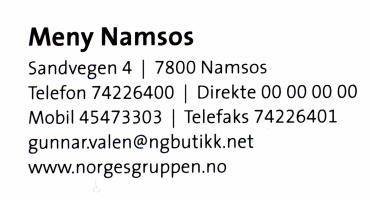 7800 Namsos Epost: post@grannesvvs.