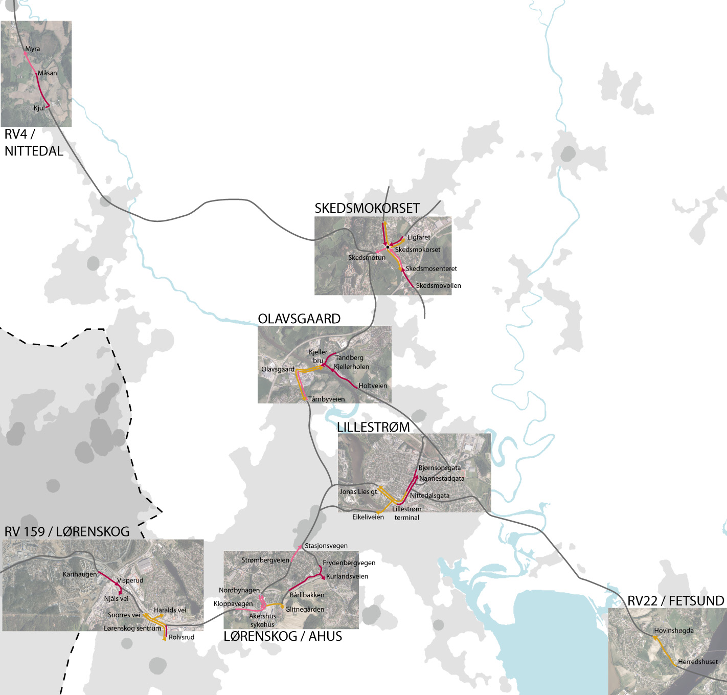 3.2.2 Nordøstkorridoren Prioriterte problemområder i nordøstkorridoren er Lillestrøm, Jessheim, Lørenskog/A-hus, Olavsgaard og Skedsmokorset.