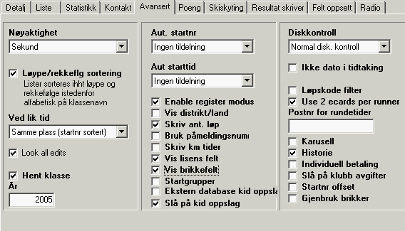 Nøyaktighet Angi i hvilken nøyaktighet tidtakingen skal skje. Du kan velge m ellom sekund, som er standard, og tiendeler eller hundredeler.