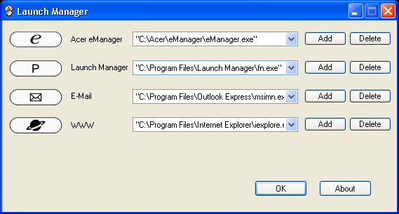 20 Launch Manager Launch Manager lar deg sette de 4 oppstarts-tastene over tastaturet.