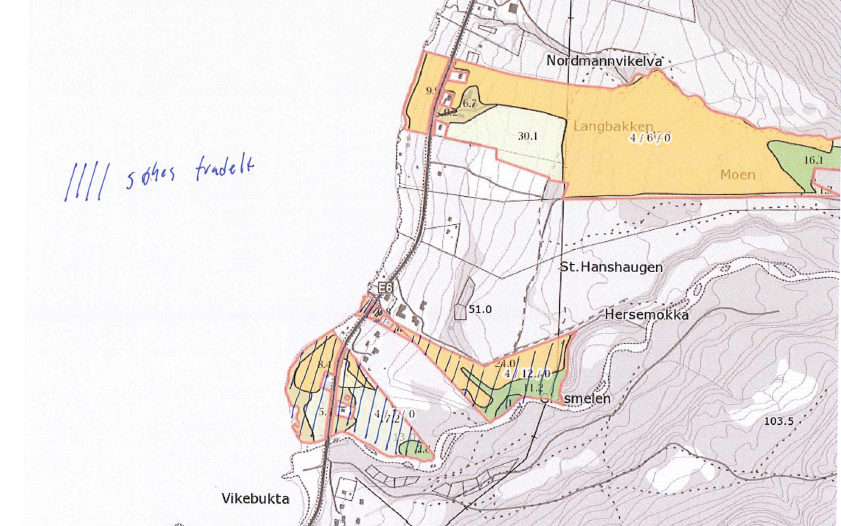 Oversikten viser at eiendommen totalt har 191,3 dekar jordbruksareal og 47,9 dekar skogbruksareal.