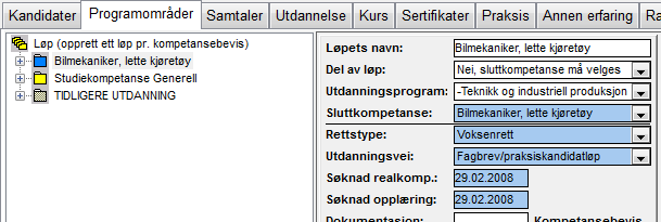 Rettsavgjørelse Du avgjør og registrerer rettstype i samme fane ( programområder ).