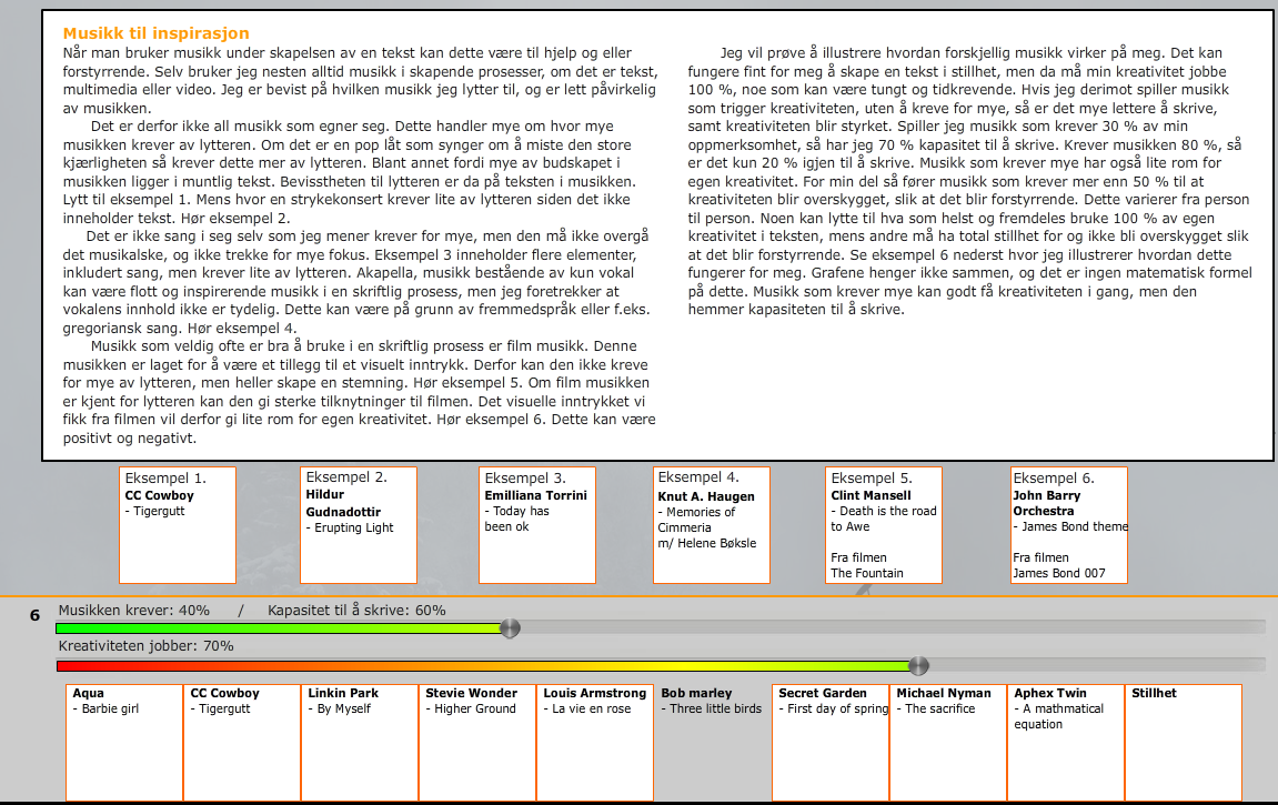 (se eksempel i figur 20 over) og i noden der Jon forklarte sitt eget forhold til musikkbruk og tekstskaping (se eksempel 21 under).