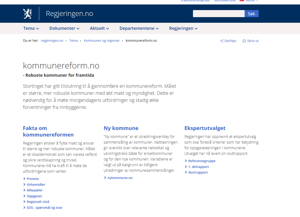 REGJERINGENS FRAMDRIFTSPLAN OG STORTINGETS VEDTAK 9 oppgaver kommunesektoren kan få som følge av overføring fra statlig nivå, direktorater mv, og hvilke kriterier som da kan stilles til ny