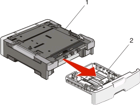 Du kan installere en skuff for 250 eller 550 ark.