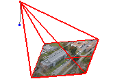 Figur 28 Avvik mellom relativ kameraposisjon(rød) og GPS-posisjon(blå). Man kan også tilordne nye koordinater til punkter i modellen manuelt (kapittel 5.3.2, side 58).