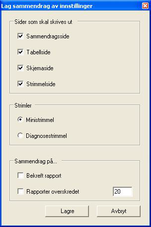 Bruksanvisning 21 Ved hjelp av avkrysningsbokser kan brukeren konfigurere hvilke rapportsider som skal sendes, og velge strimmelformat Eksport til EMR Med denne funksjonen kan en PDF-versjon av den