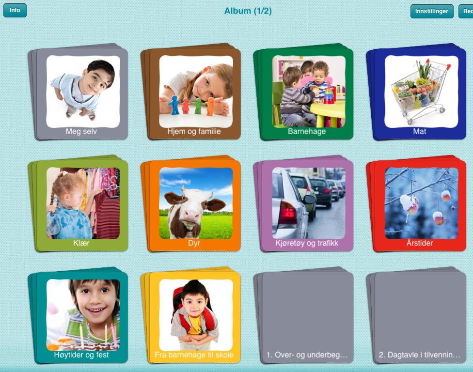 Språkkista App 10 tema o Meg selv o Hjem og familie o Barnehage o Mat o Klær o Dyr o Kjøretøy og trafikk