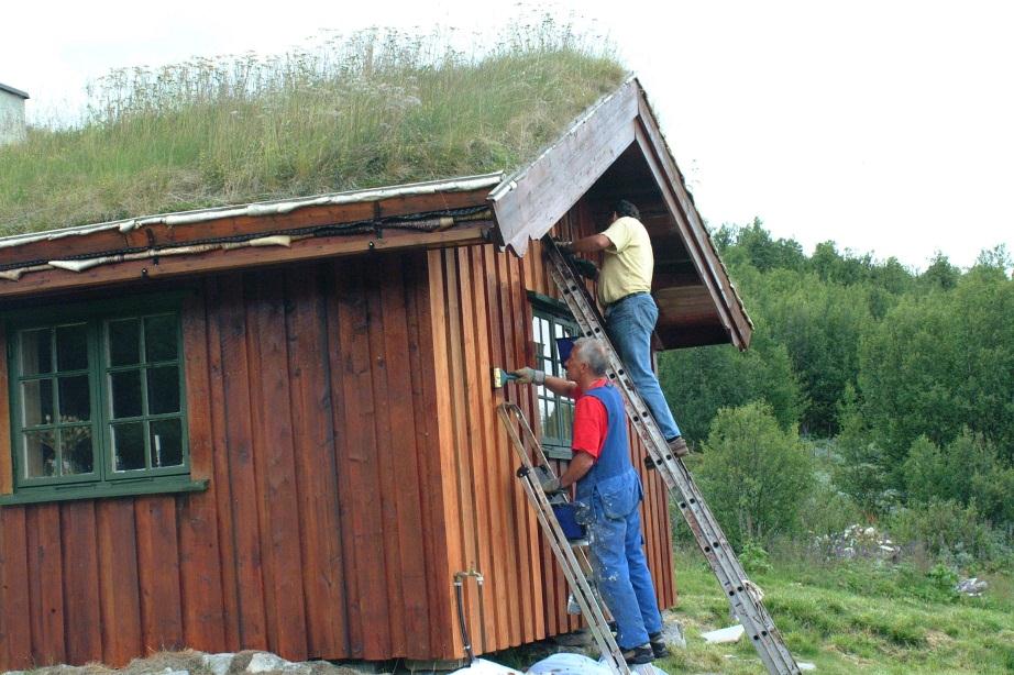 23 Te på Sæteren har professor dr. med. Kr. Brandt skrevet bak på dette bildet som er tatt i 1912 nord for inngangsdøren til Nårbusetra.