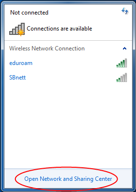 Hvordan koble til studentbynettet med Windows 7? How to connect to the student residence network with Windows 7? Dobbeltklikk på ikonet for nettverk.