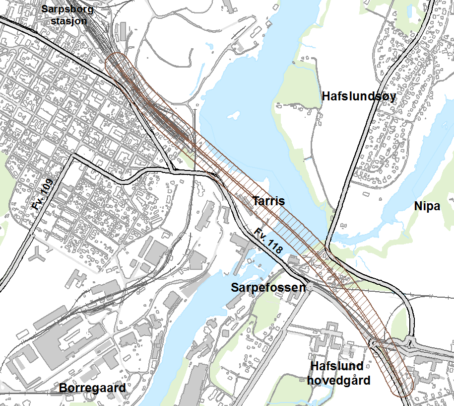 5 Forholdet til jernbanen og ny InterCity-trasé En ny vegløsning i nærheten av dagens og fremtidig jernbanetrasé over Glomma vil være avhengig av en sammenfallende detaljplanlegging og gjennomføring.