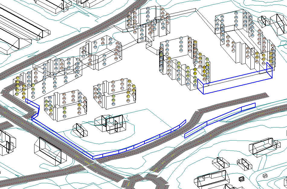 Figur 21; Lydnivåer (L den) ved fasader (uskjermet)