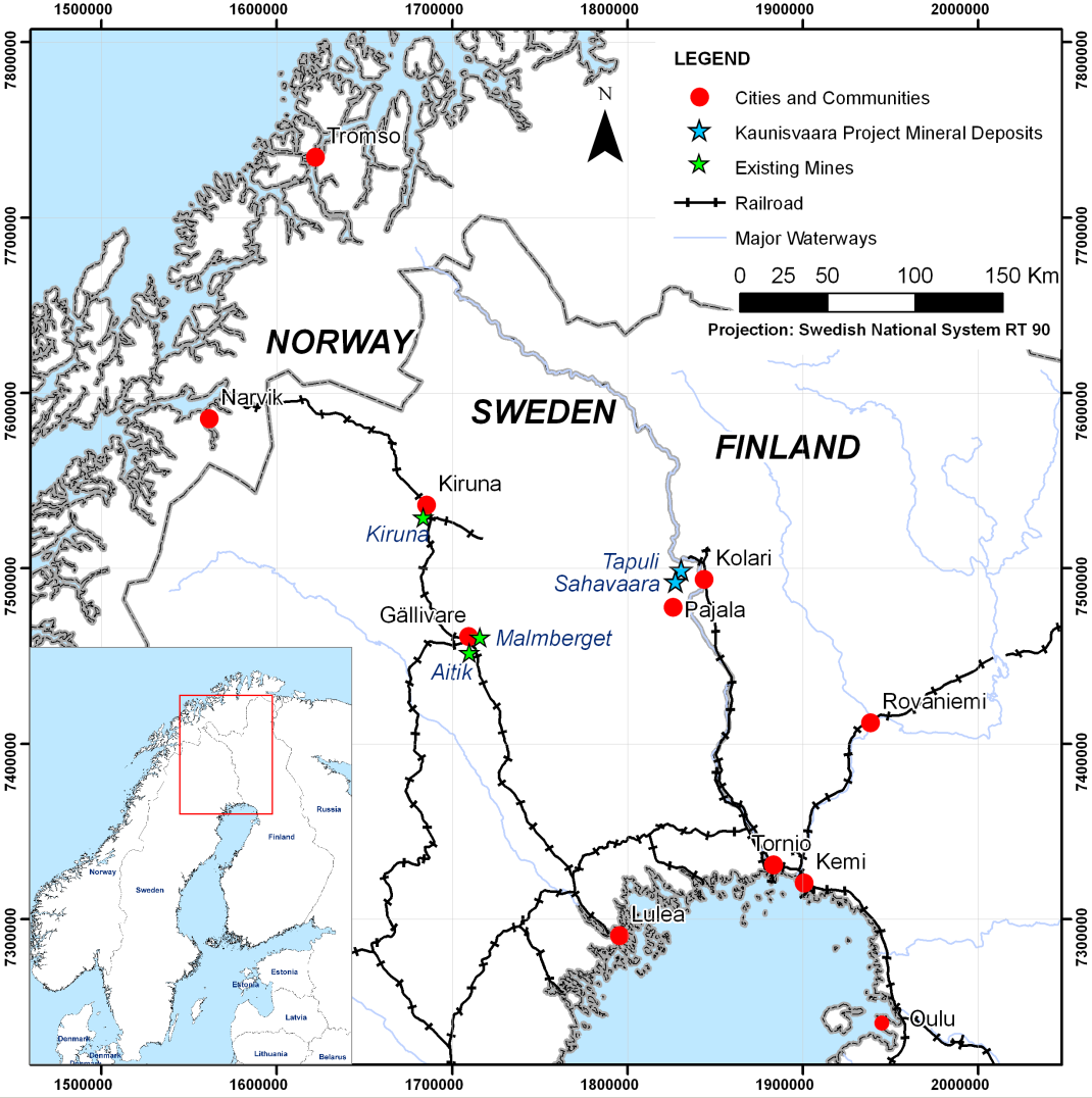 Jernmalmprosjekter i Norbotten LKAB: Jernmalm produksjon -> 35 Mt/år Apatitt ressurser vurderes REE potensial vurderes Northland Resources: Tapuli/Sahavaara: 5 Mt/år fra 2014 Kolari: 2 Mt/år fra?