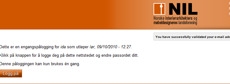 Har du klikket på Bestill nytt passord kommer bildet nedenfor opp: Skriv inn brukernavnet ditt eller epostadressen, og klikk på Få nytt passord på e-post, så får du