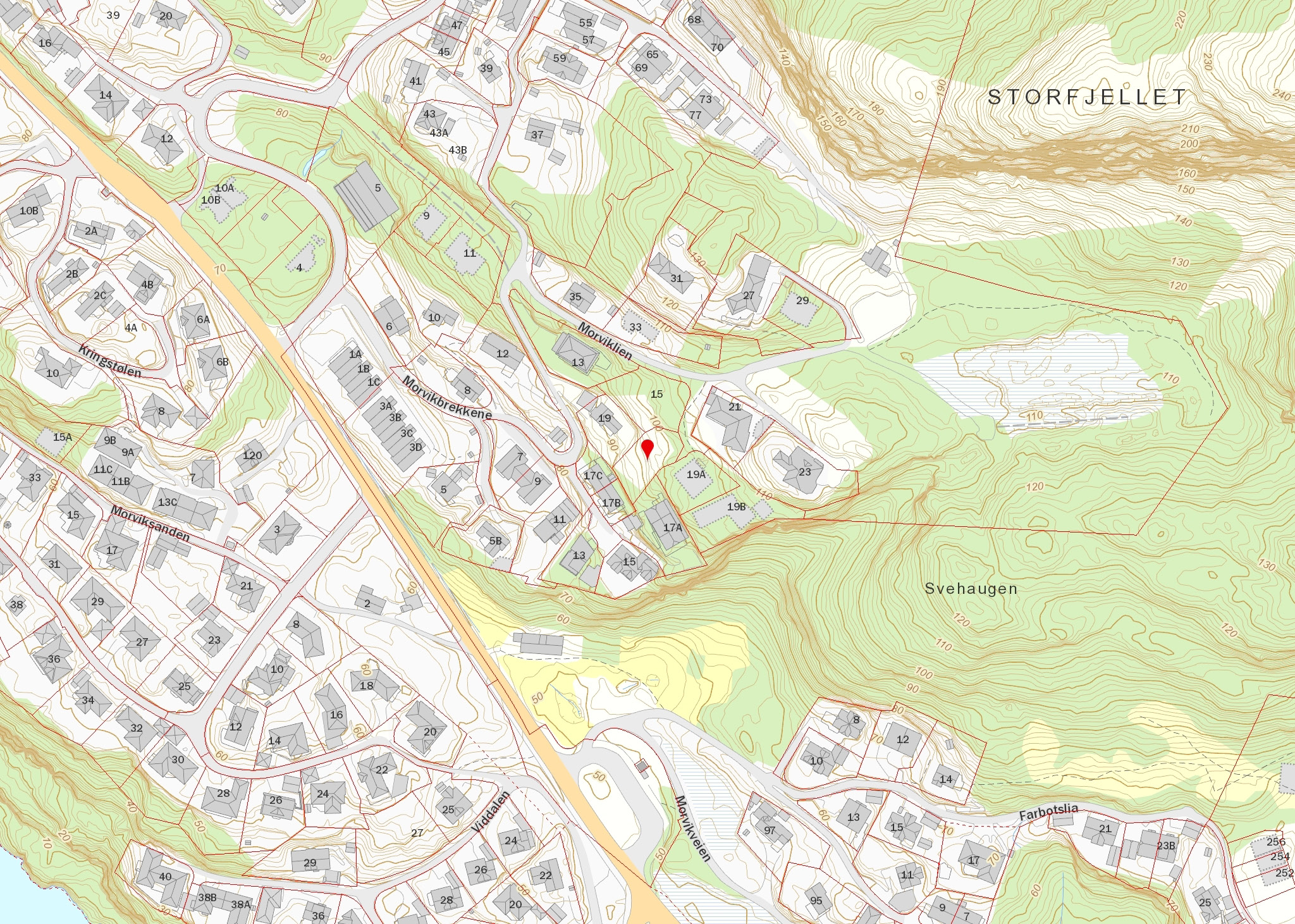 Kartene er levert av Geodata AS. Kartene skal ikke brukes som kilde eller fasit på f.