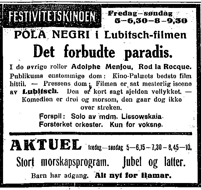 Ill.8.9: Annonser i Hamar Stiftstidene-Oplandenes Avis fredag 1. mai 1925 kan stå som eksempel på en annonsepraksis som skiller seg fra hovedstadens.