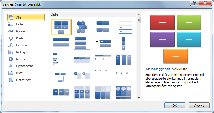 Tips & Triks #5 Tips om SmartArt* En SmartArt-grafikk er en visuell fremstilling av informasjon og ideer.