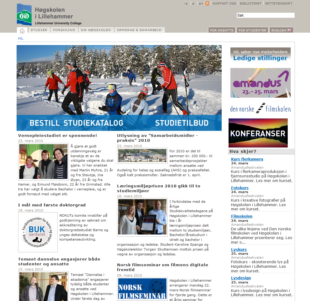 9. 1. Websider Logo Logoen til Høgskolen i Lillehammer kommer i en komplett utgave og en begrenset utgave med kun grafikk og webadresse.