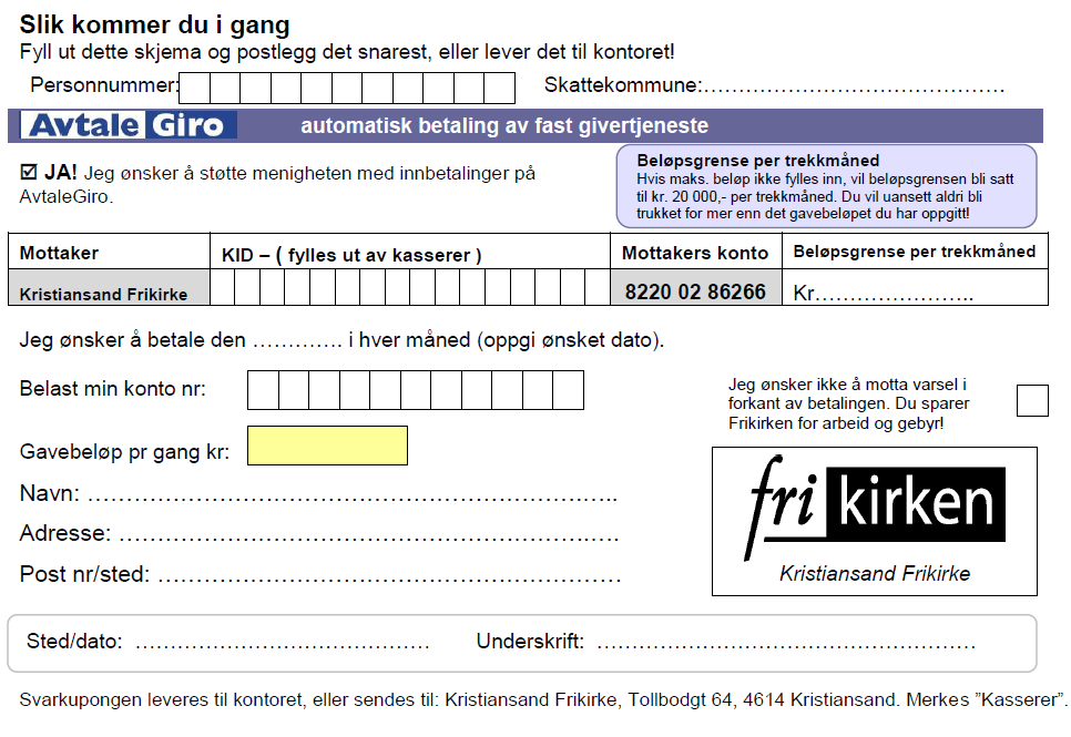 Bli med i Givertjenesten Menigheten trenger fortsatt en økning i antallet faste givere for å nå sine målsetninger.