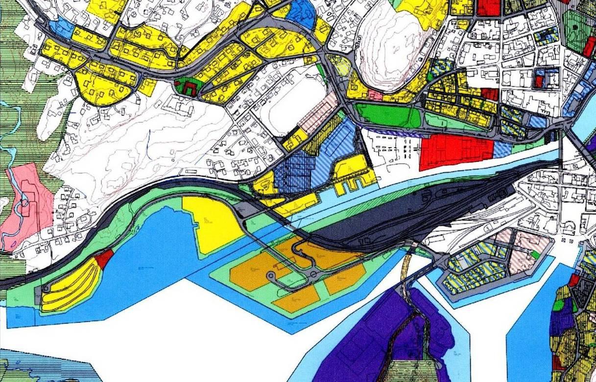 reguleringsplan. Fig 12: Utsnitt fra gjeldende arealdel av kommuneplan for Halden (skal rulleres i 2010).