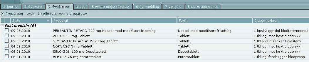 Synkronisering av medisinlister Legemiddellister skal mottas i strukturert form (FEST2) fra henvisning/epikrise og kjøres mot mottakers medisinliste.