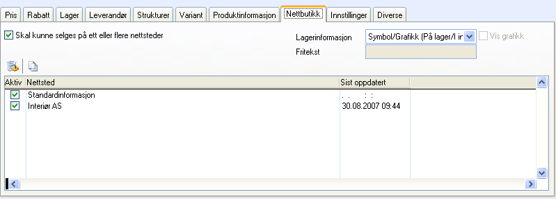 Du kan bestemme standardleverandør for produktet dersom du har tilknyttet flere aktuelle leverandører. Dette gjøres i nedtrekkslisten Standardleverandør.